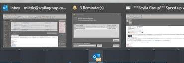 Previews for multiple windows in Outlook