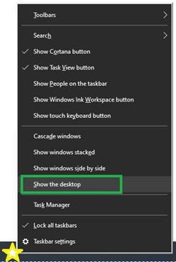 Example taskbar menu