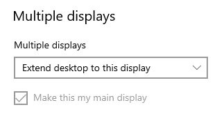 multiple display main display option interface