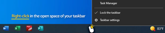 right click the open space in your taskbar